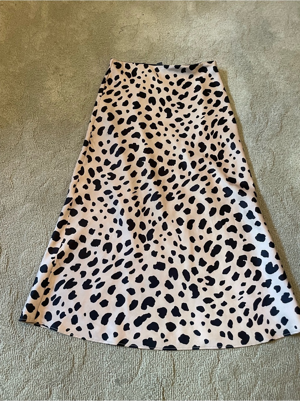 Aqua Blush and Black Leopard A-Line Midi Skirt